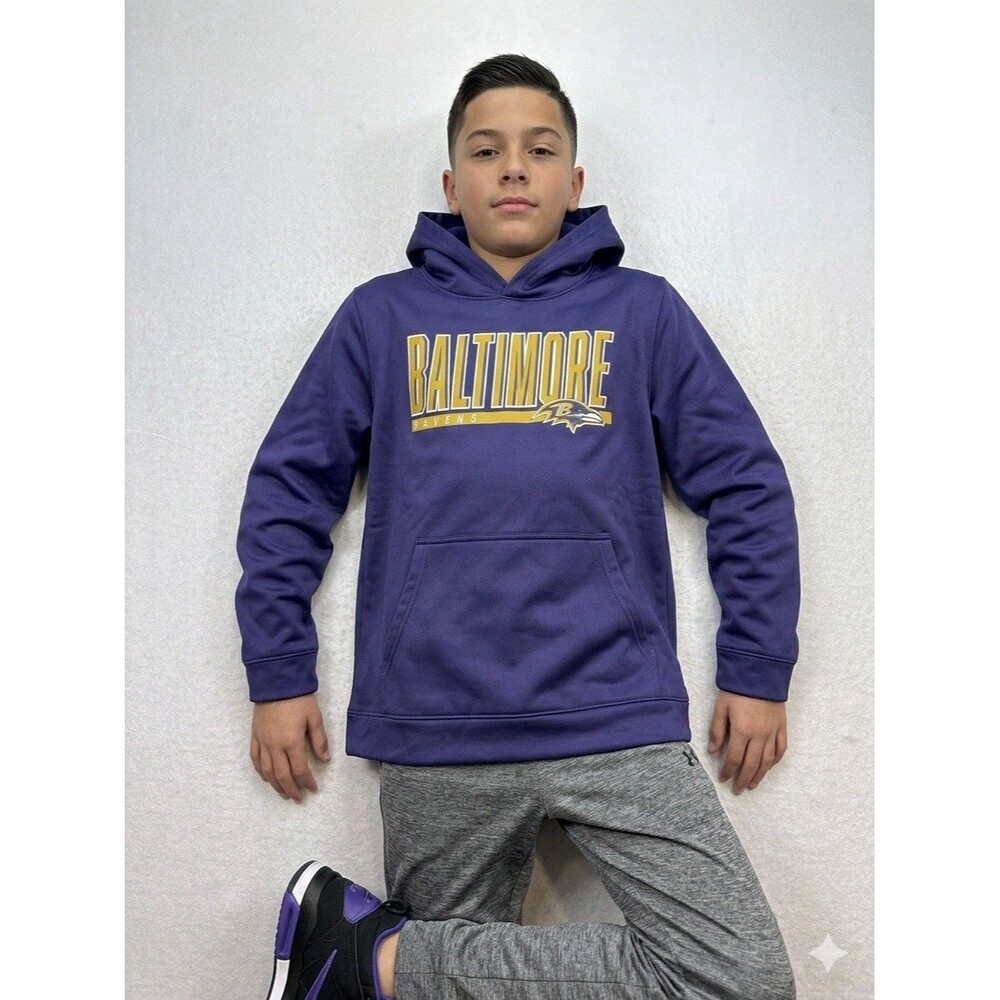 NFL Team Apparel Baltimore Ravens Youth XXL 18 Purple Hoodie Lightweight NWOT